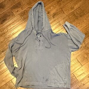 Aerie Lighter Navy Blue Button-Up Hoodie